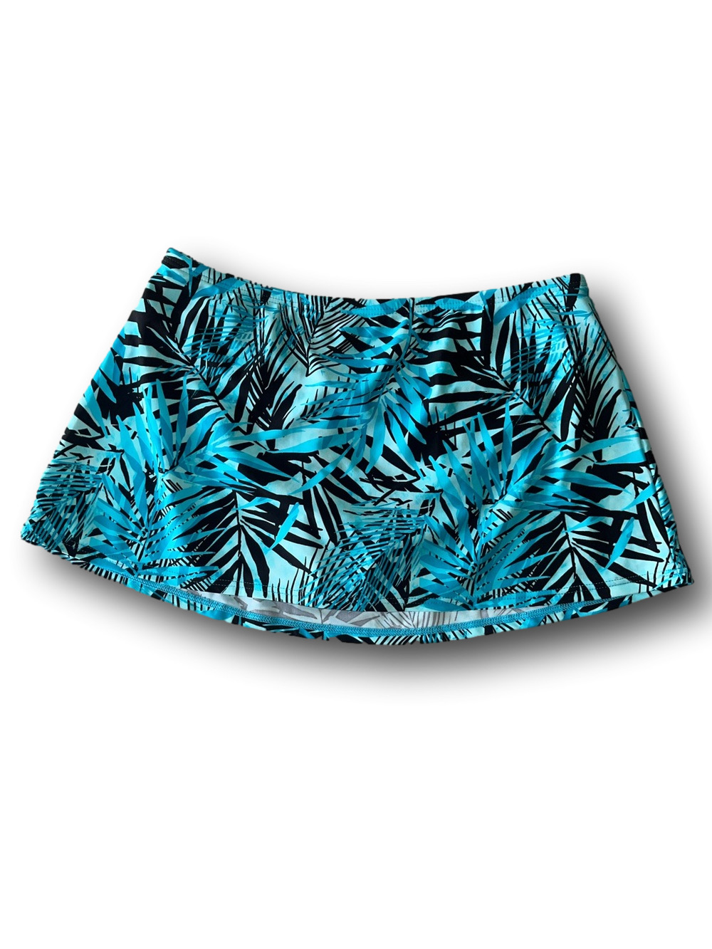 Sunsets Island Life Tropical Teal Palm Print Swim Skirt - Women’s medium